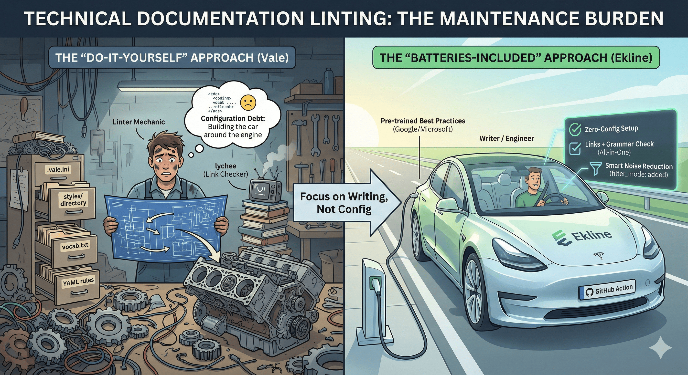 Cover Image for Vale vs. EkLine: Why We Built a "Zero-Config" Alternative for Docs CI